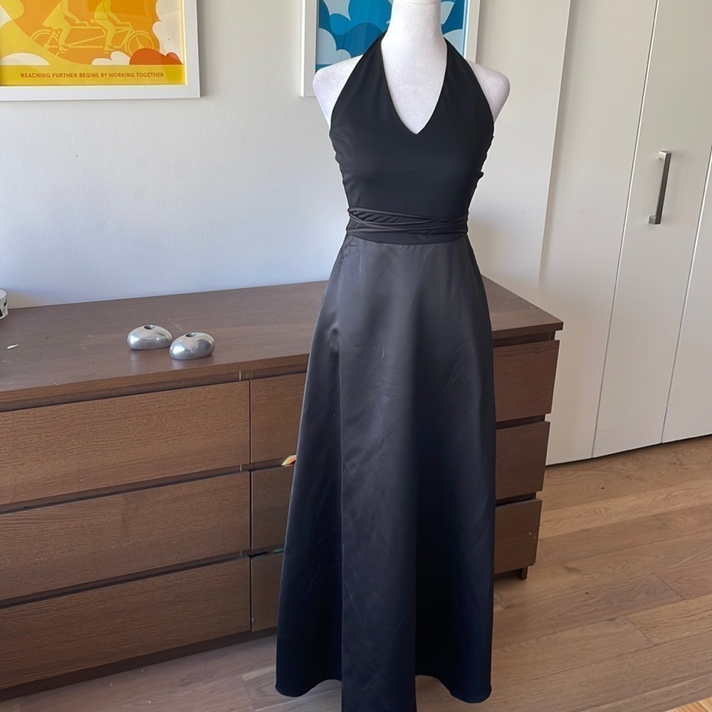 VINTAGE JIM HJELM Minimalist Halter Black Dress